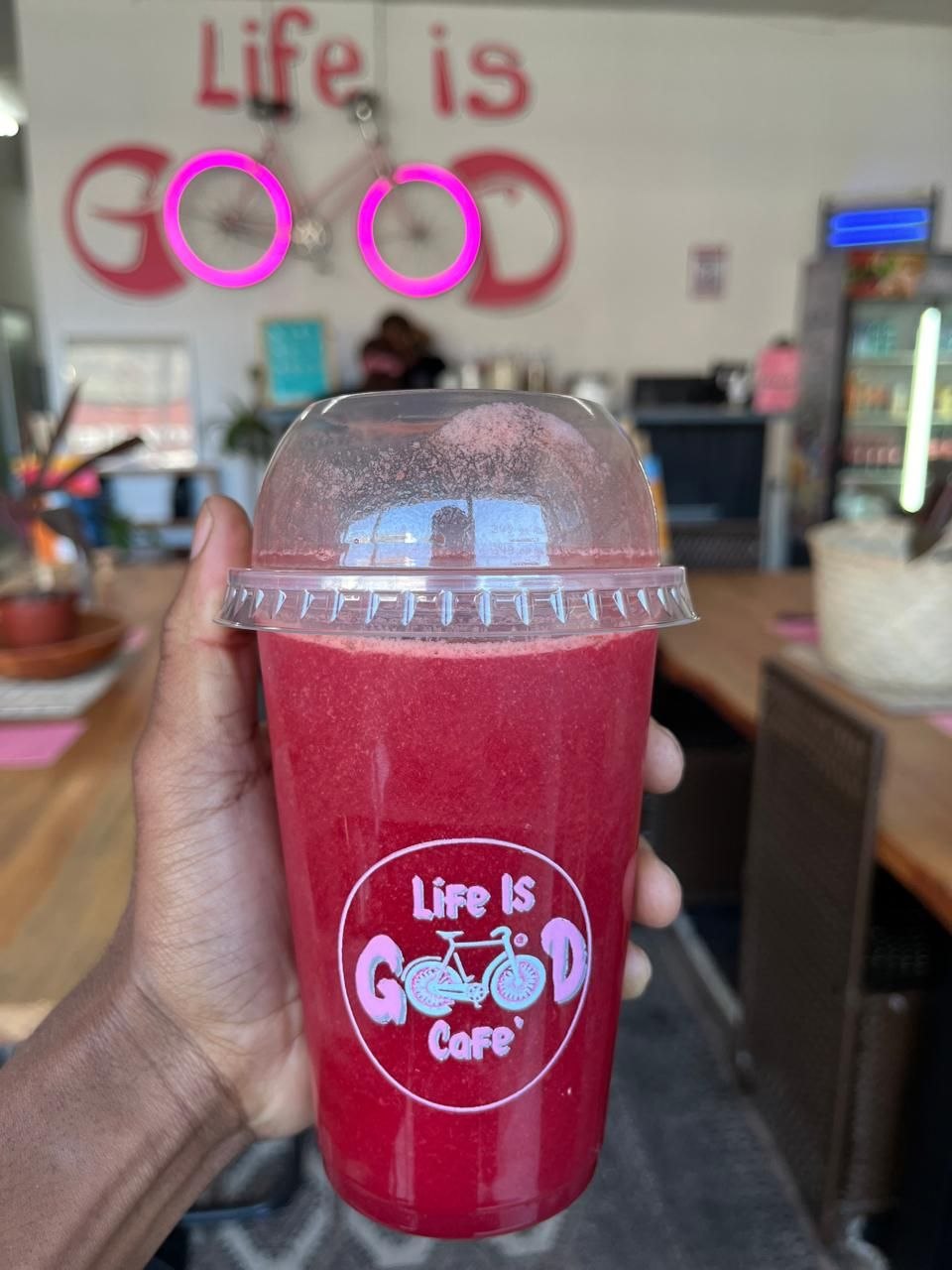 Red iced drink at Life Is Good Café