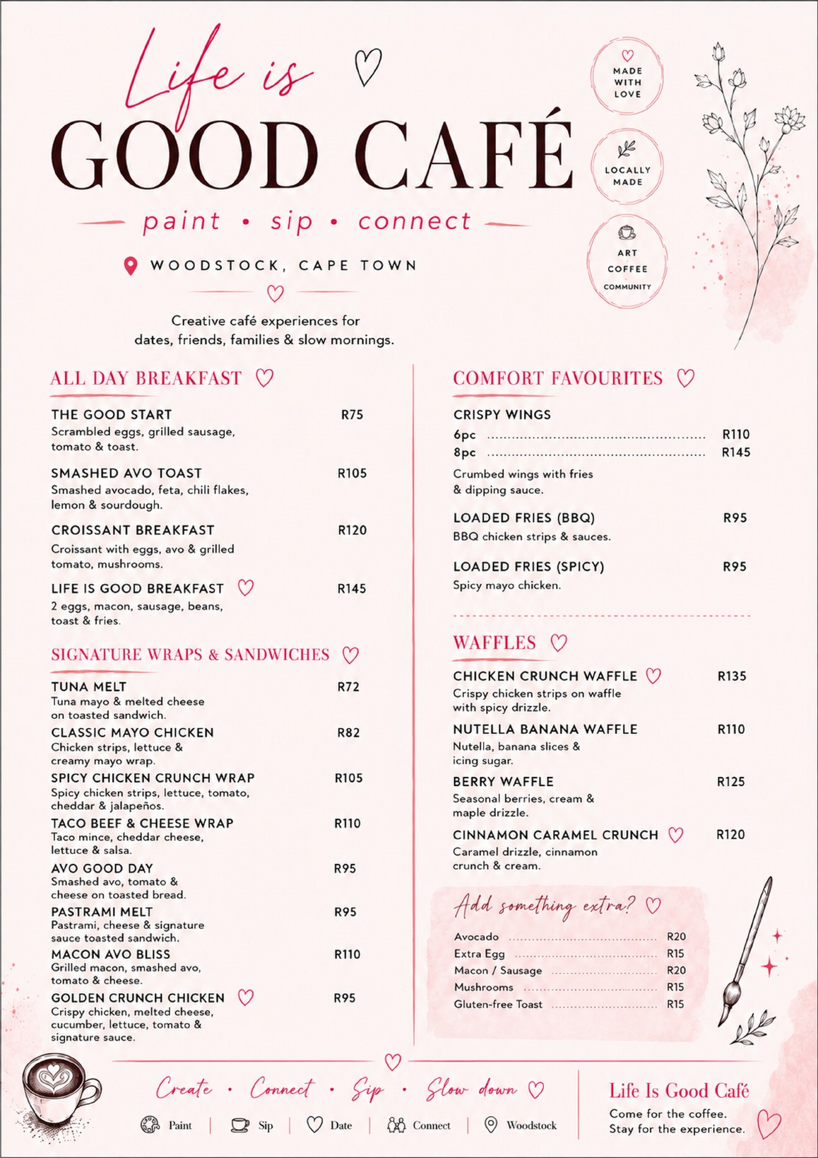 Life Is Good Café food menu